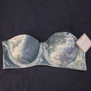 junior size L blue velvet strapless balconette bra